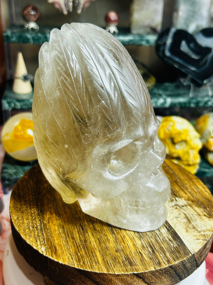 Smoky quartz skull