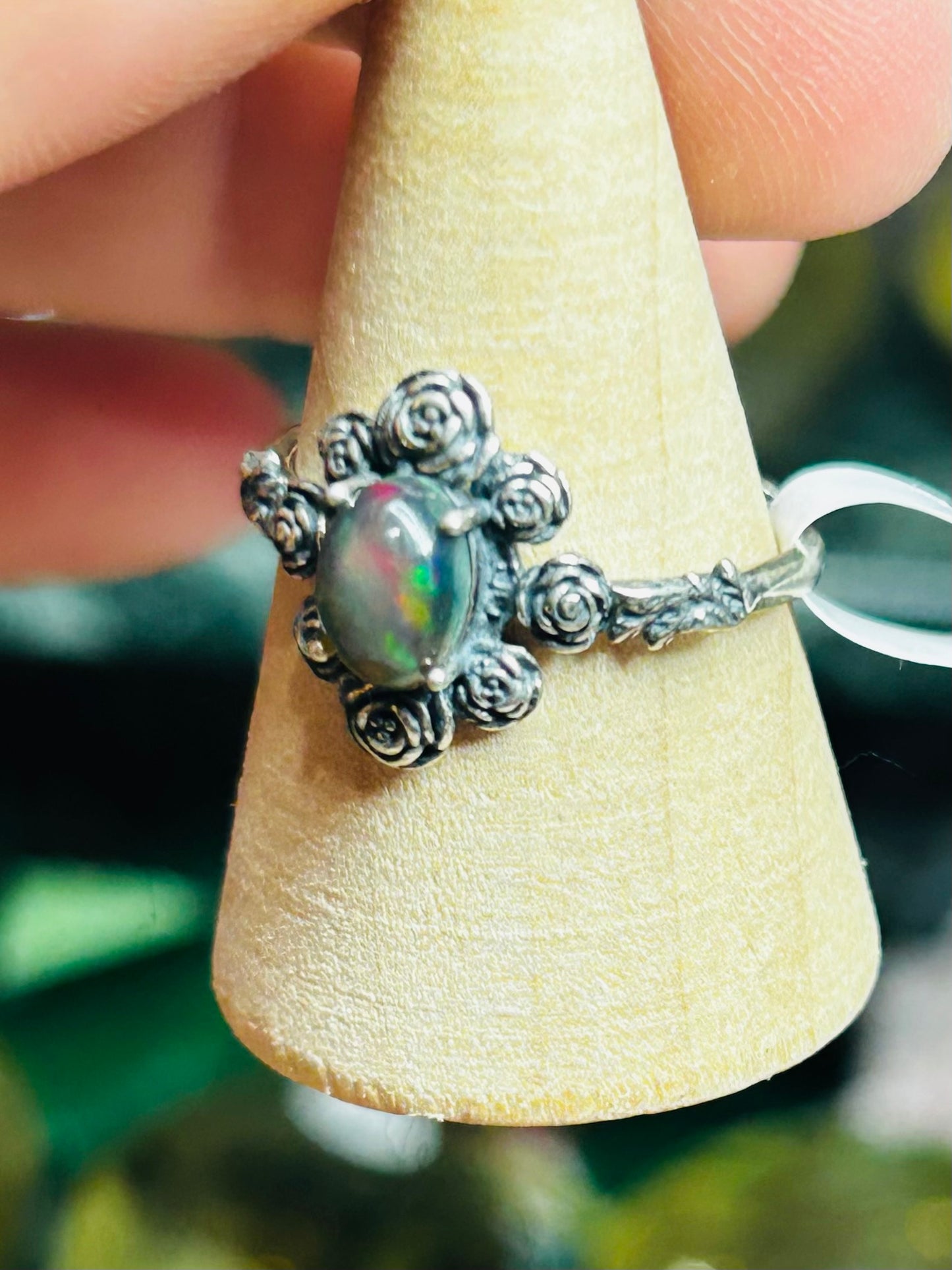 Black Opal s925 adjustable ring