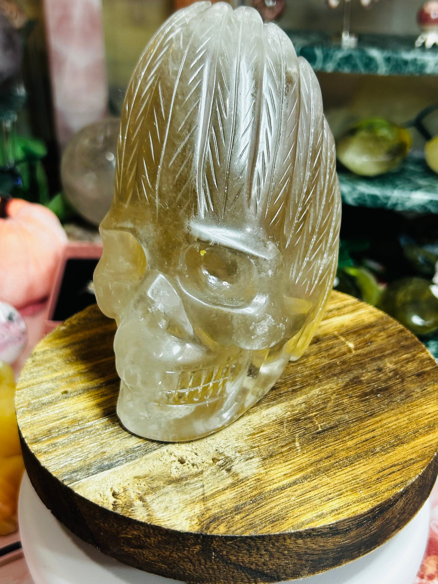 Smoky quartz skull