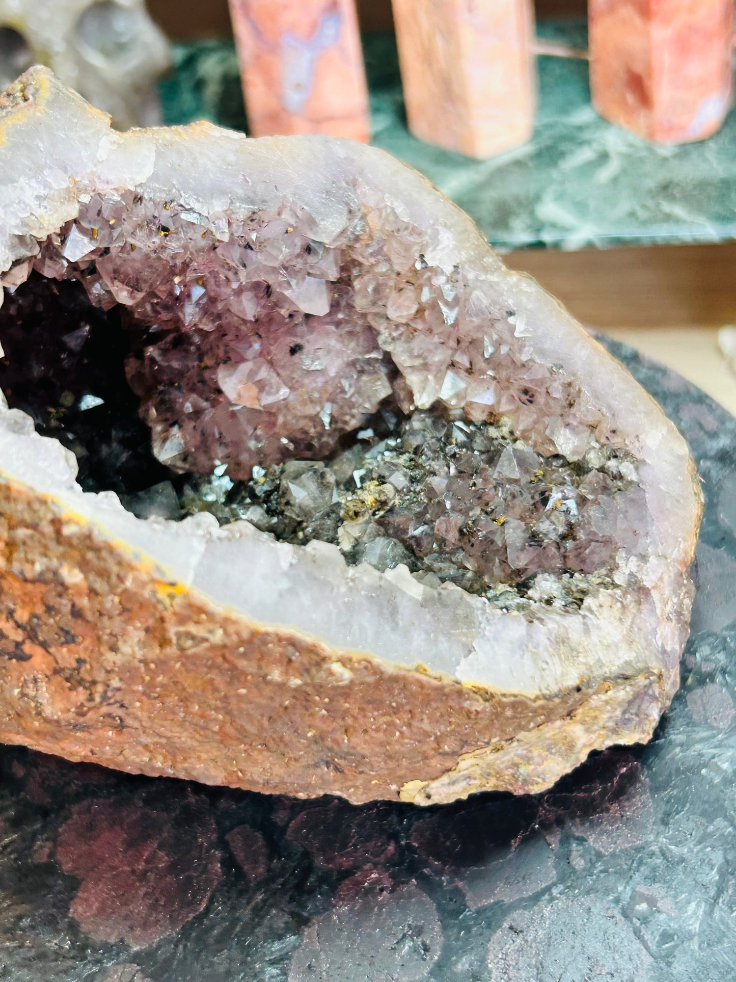 Amethyst with rutile cave