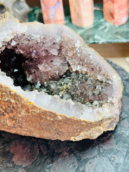 Amethyst with rutile cave