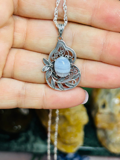 Blue lace agate necklace
