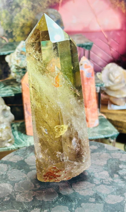 Smoky citrine tower with phantom