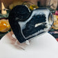 Black agate druzy heart