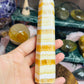Orange calcite banded tower