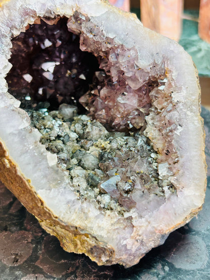 Amethyst with rutile cave