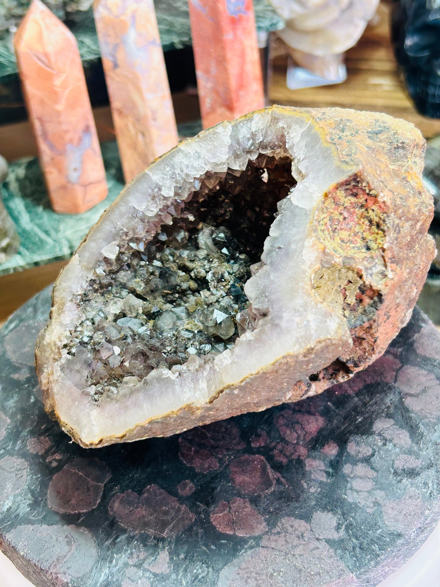 Amethyst with rutile cave