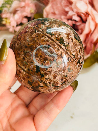 Russian flower agate sphere