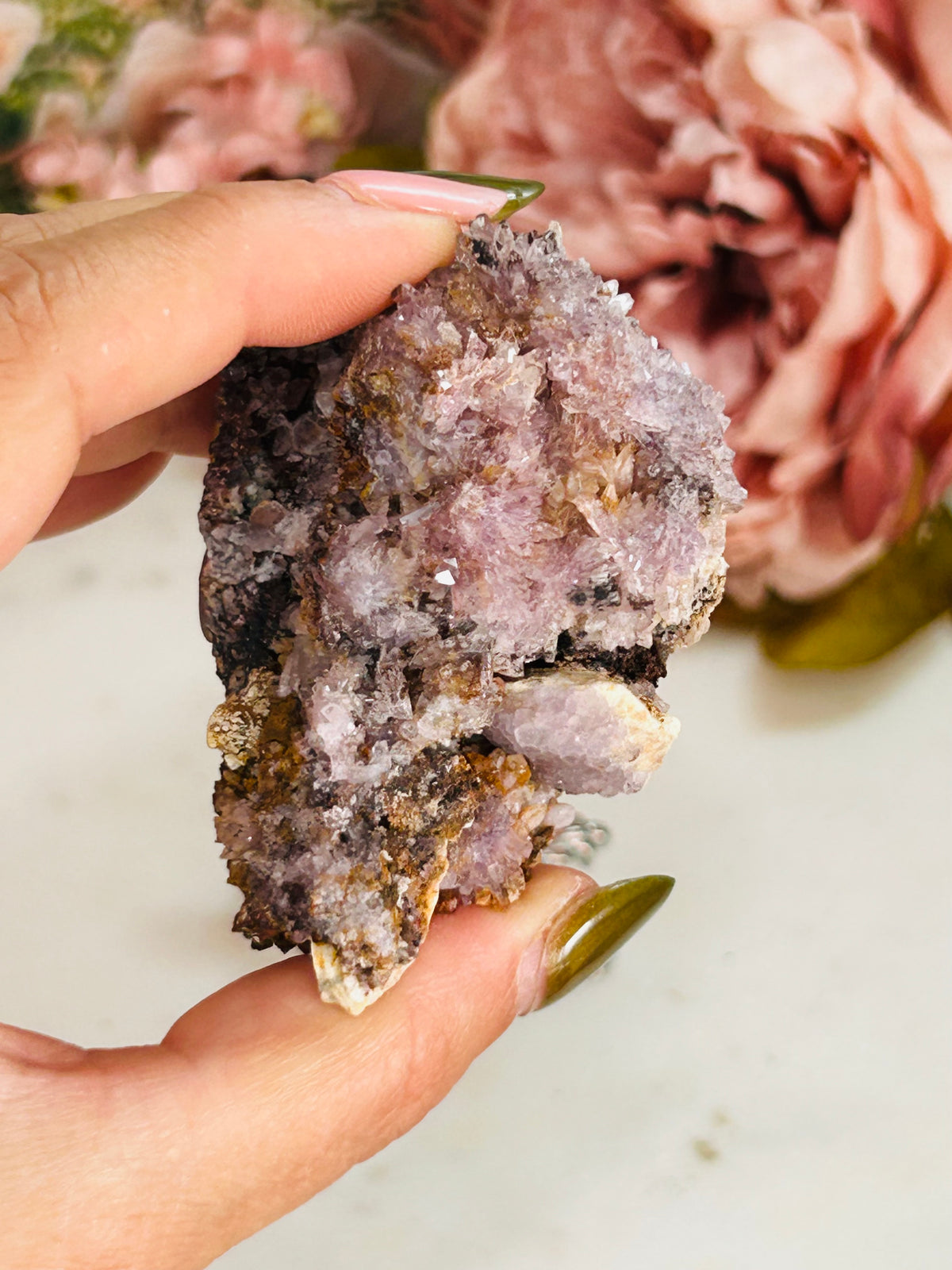 Purple creedite with fluorite