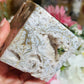 Druzy moss agate cube freestanding