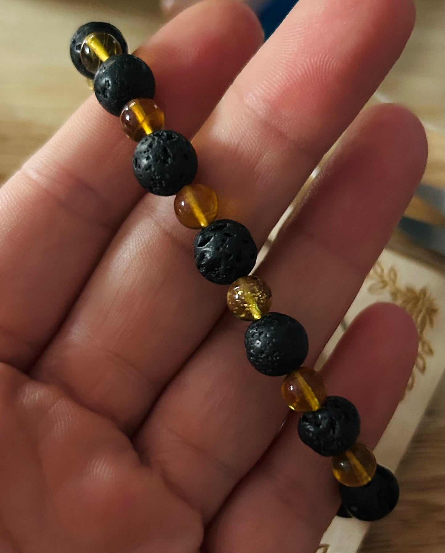 Lava stone with blue amber