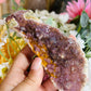Purple fluroite raw on matrix