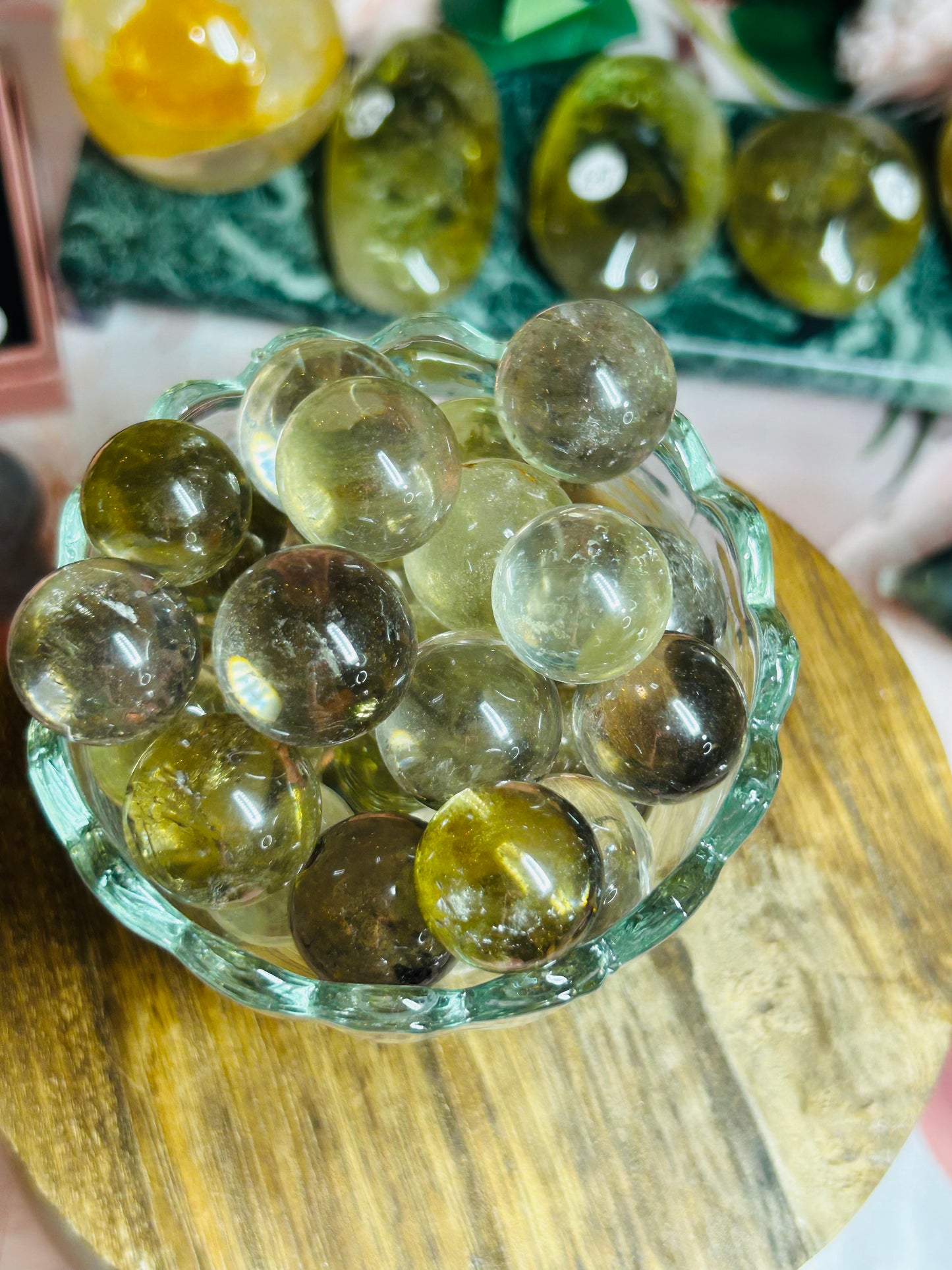 Smoky citrine mini spheres