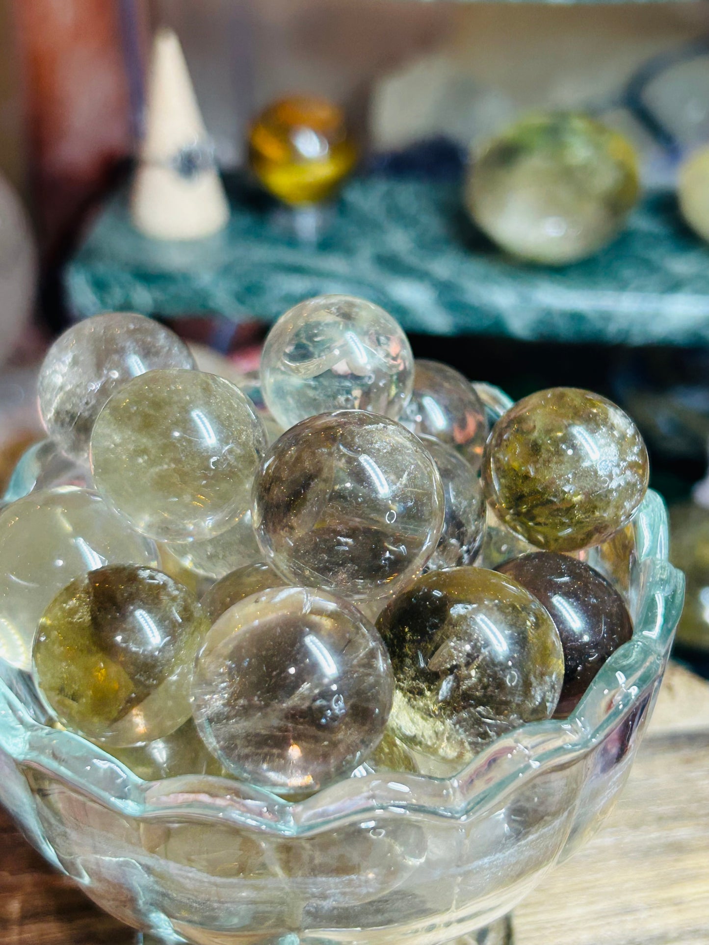 Smoky citrine mini spheres