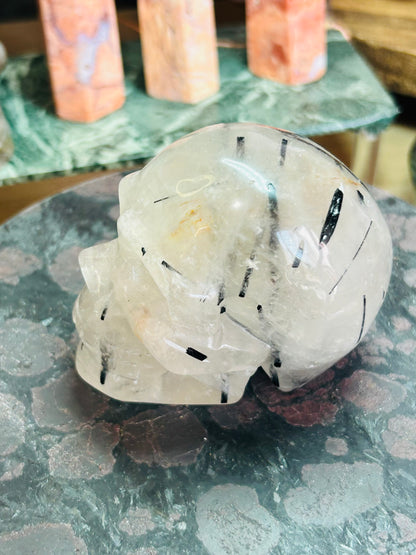 Tourmaline in quartz skull