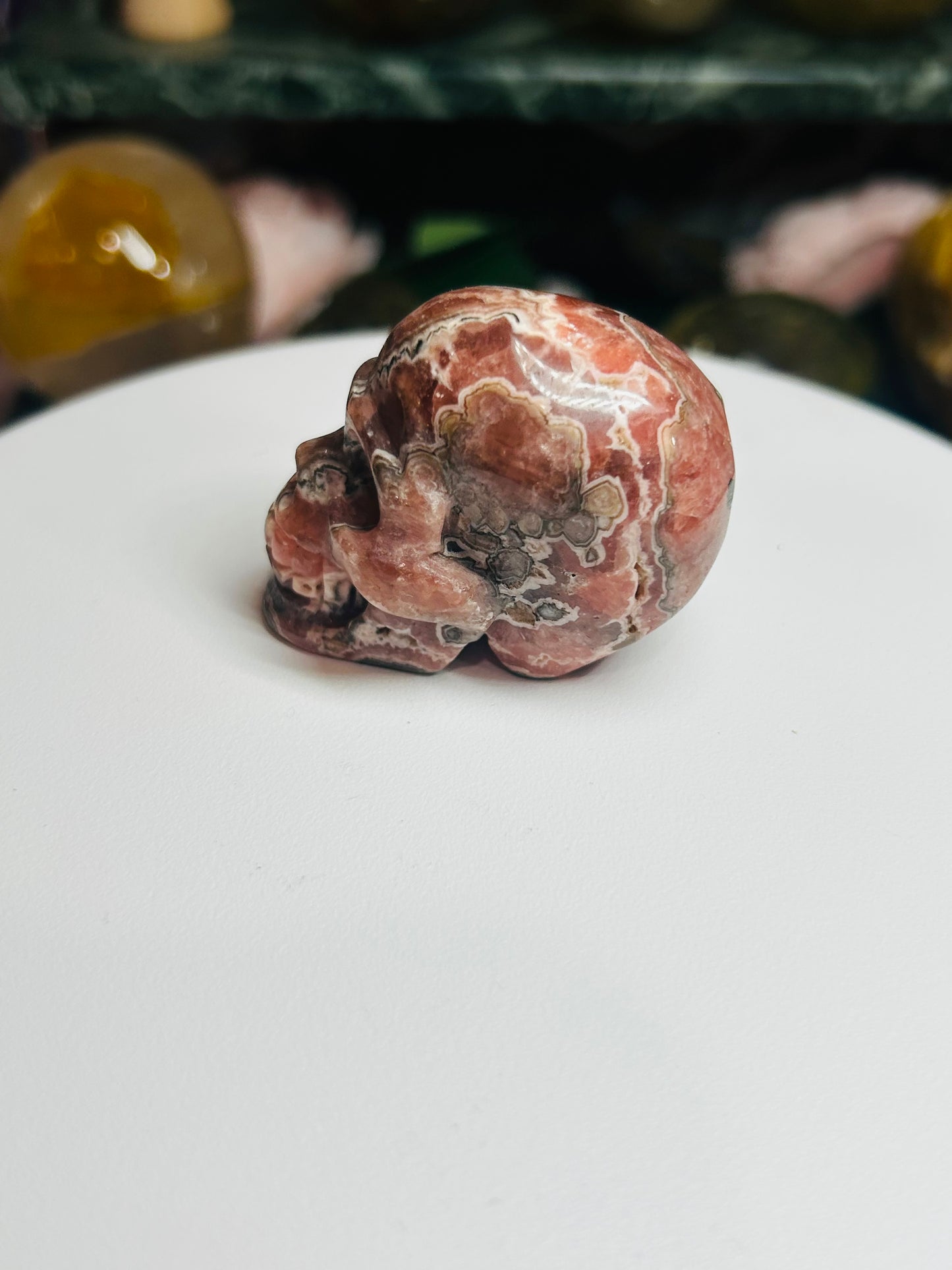 Rhodochrosite skull