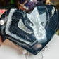 Black agate druzy heart