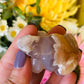 Flower agate frog with druzy