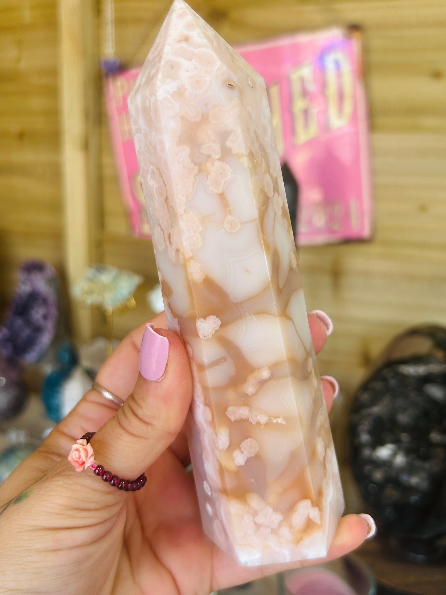 Carnelian flower agate tower