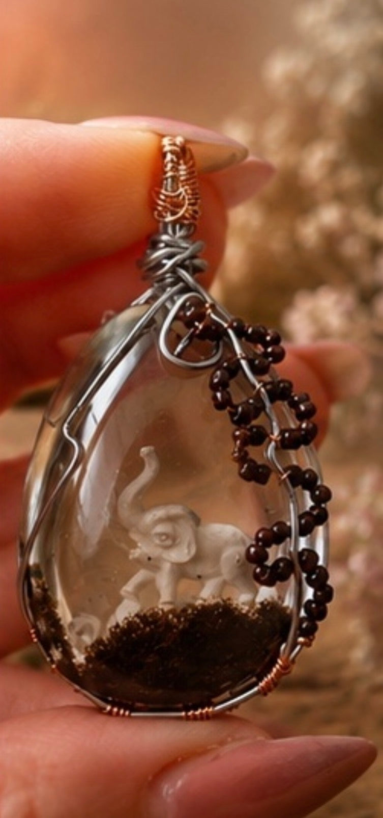 Garden quartz wire wrapped pendant