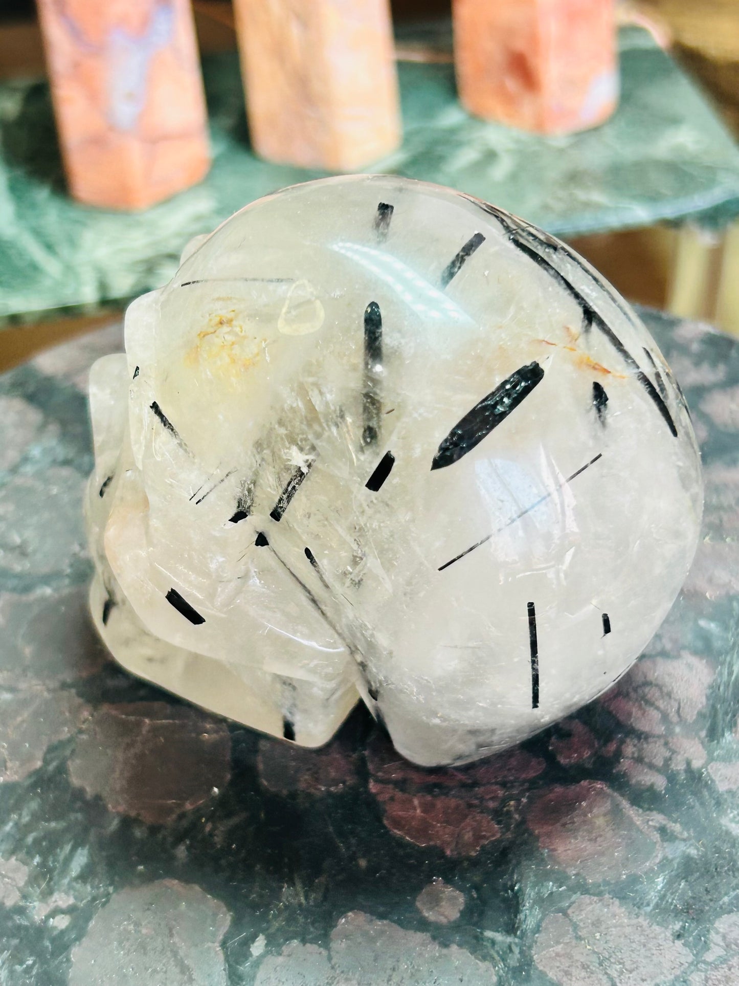 Tourmaline in quartz skull