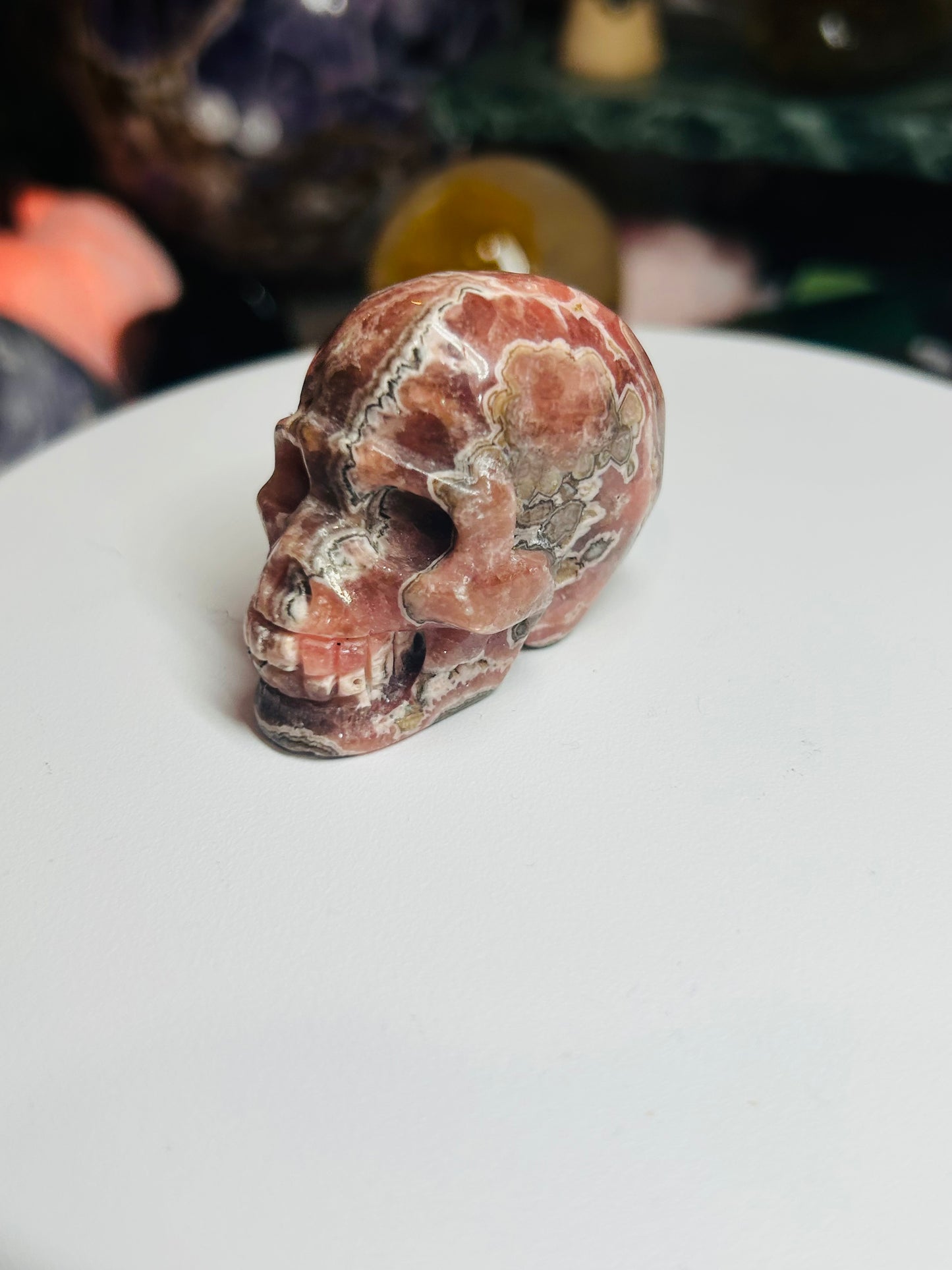 Rhodochrosite skull