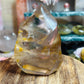 Smoky quartz with golden healer flame