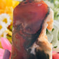 Red moss agate druzy tower