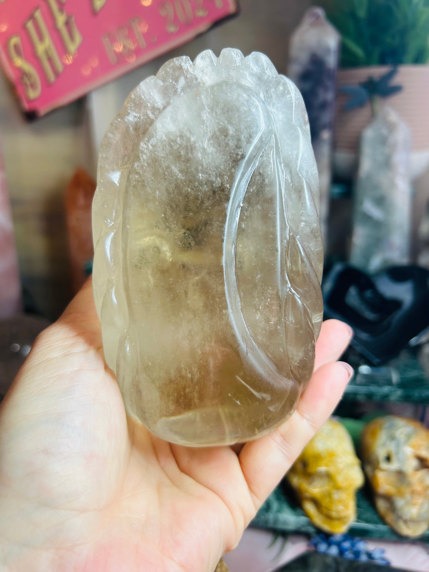 Smoky quartz skull
