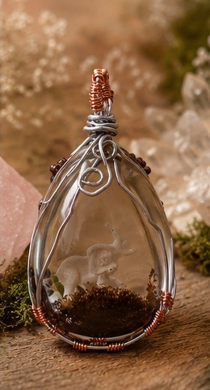 Garden quartz wire wrapped pendant