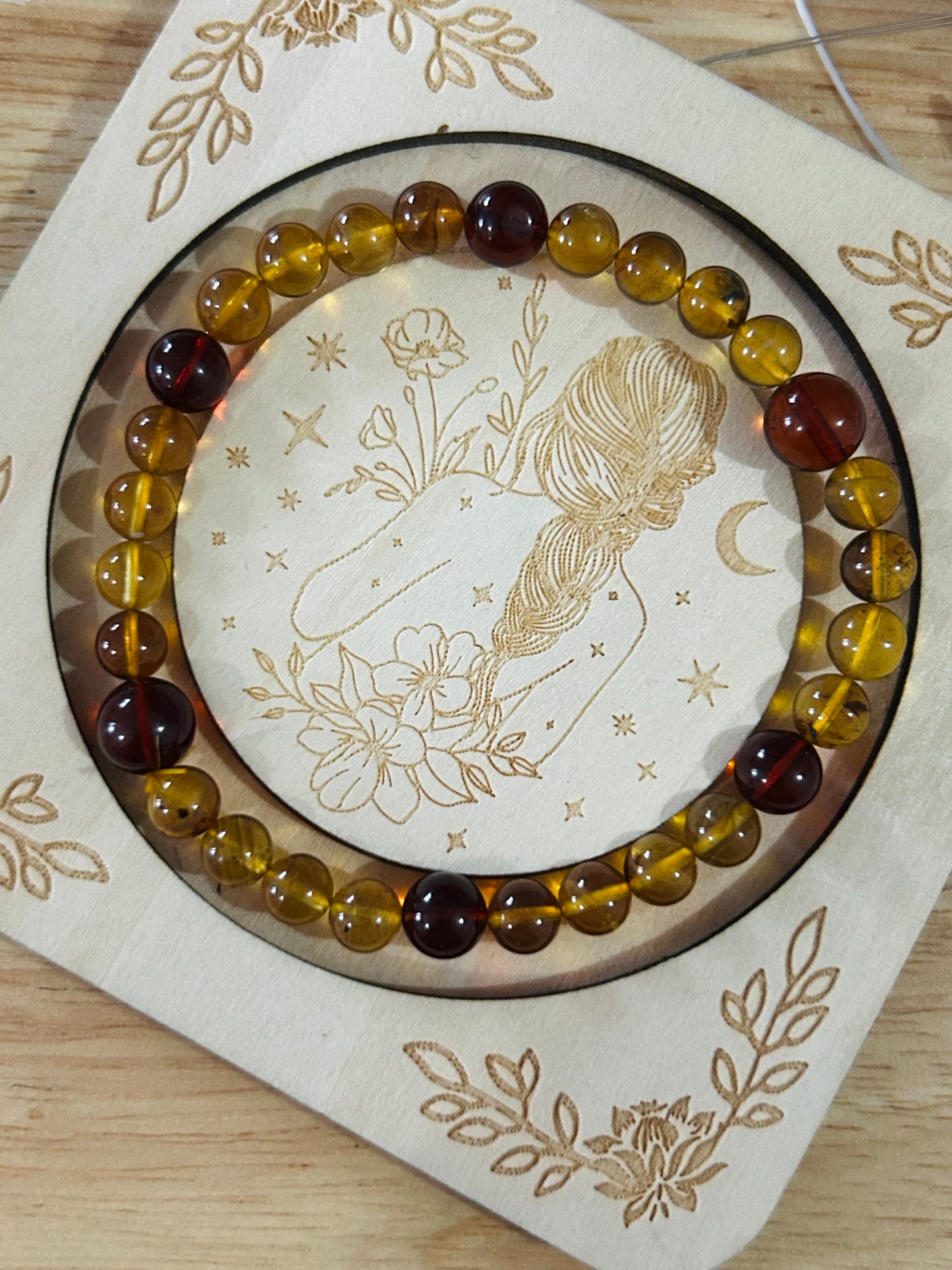 Blood amber with blue amber