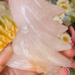 Rose quartz with golden healer eagle head