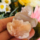 Flower agate frog with druzy
