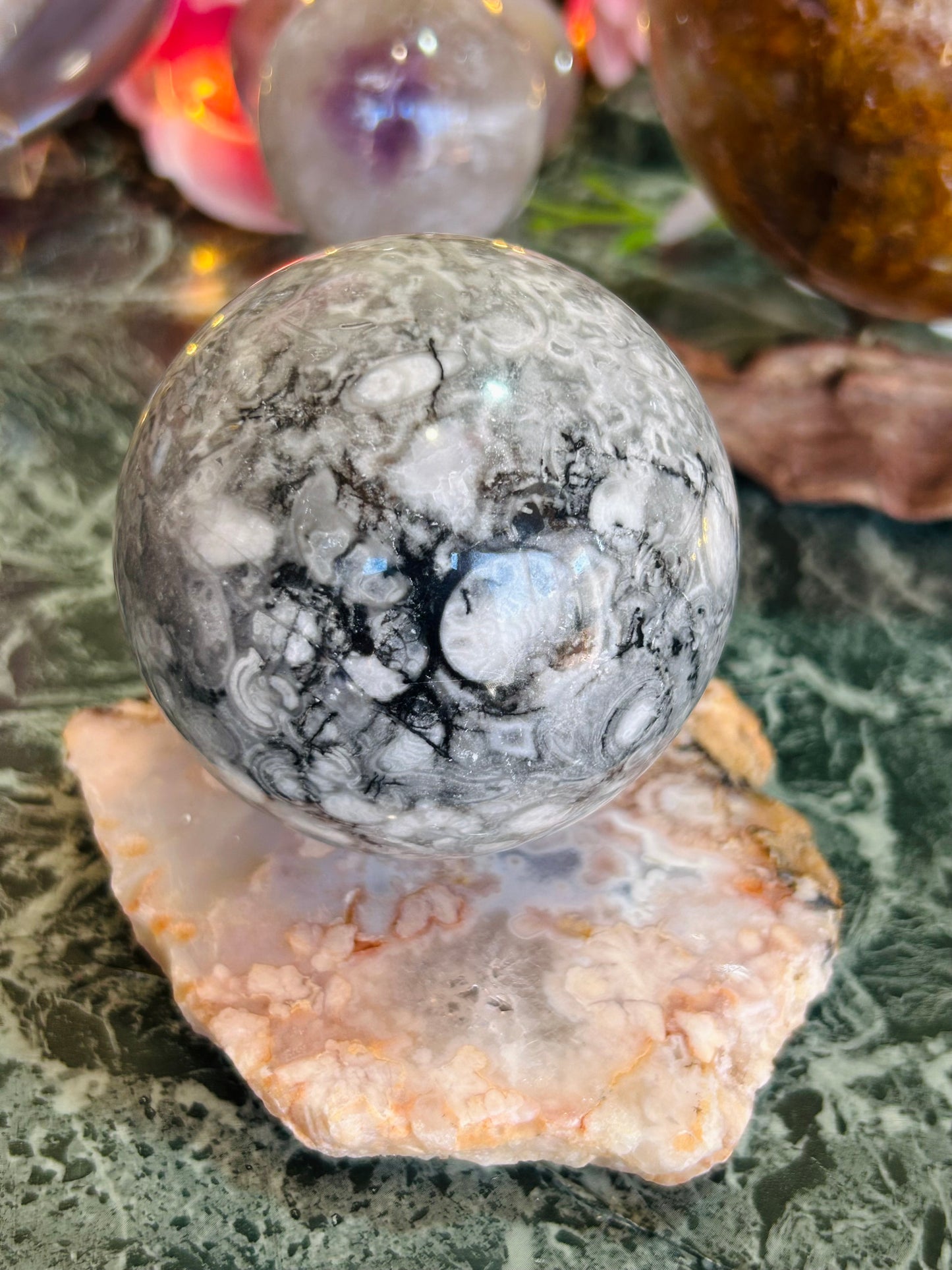 Shell jasper sphere
