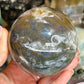 Moss agate druzy sphere