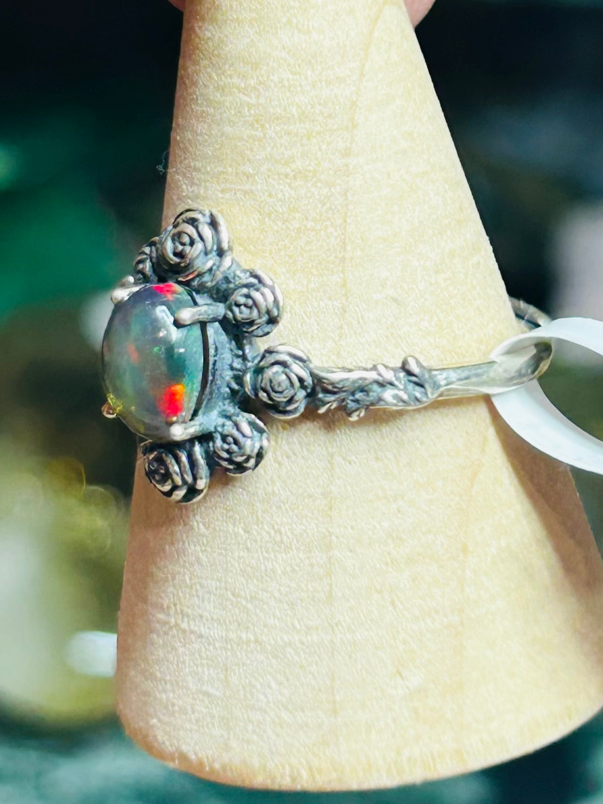 Black Opal s925 adjustable ring