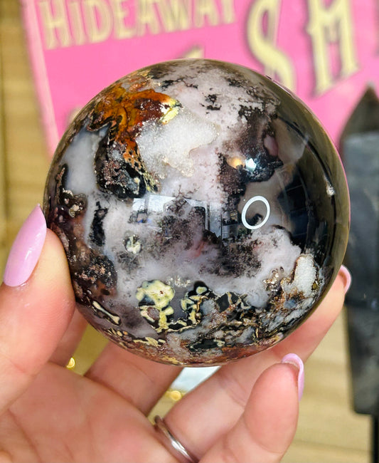 Sardonyx with flower agate sphere