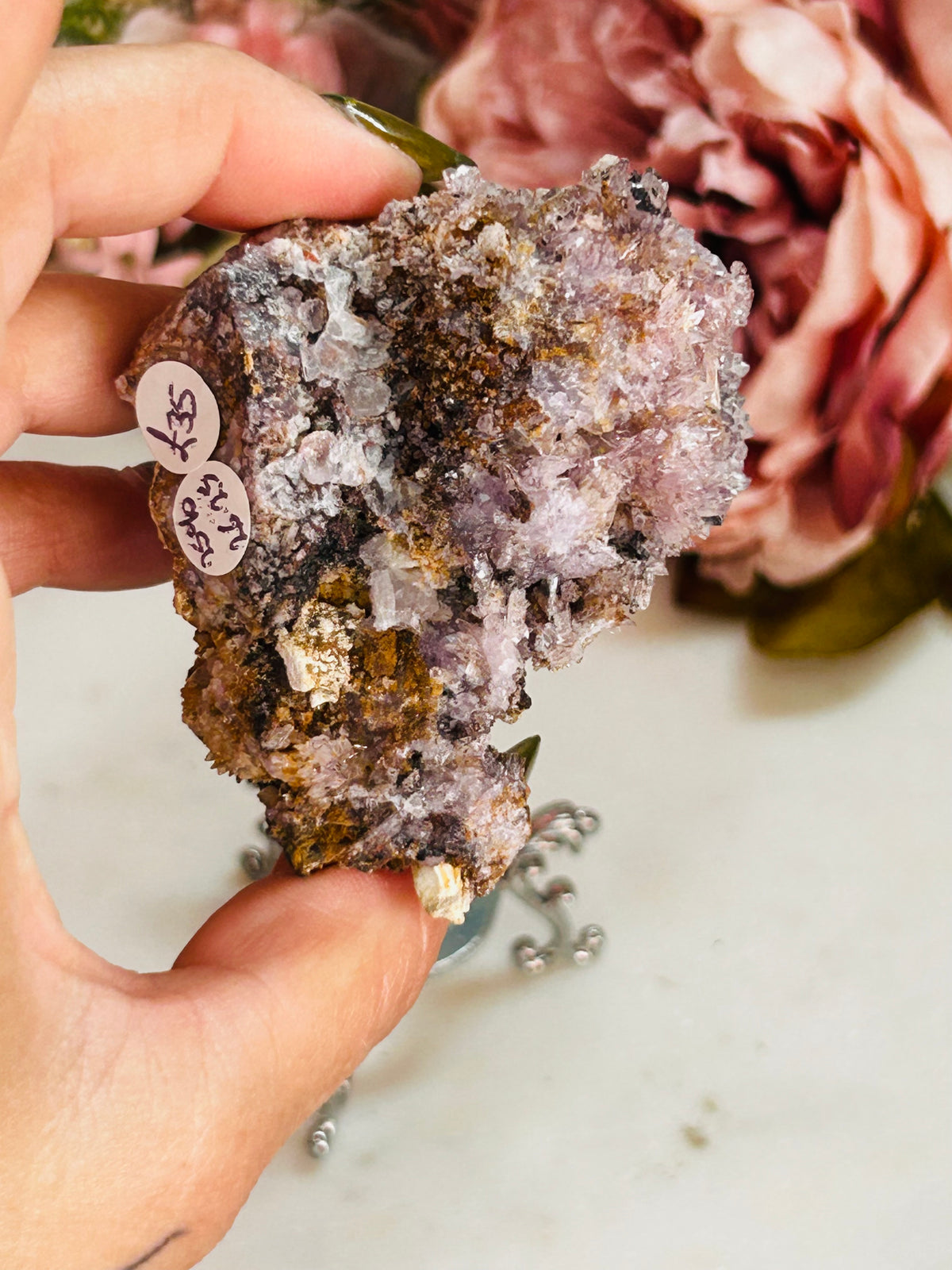Purple creedite with fluorite