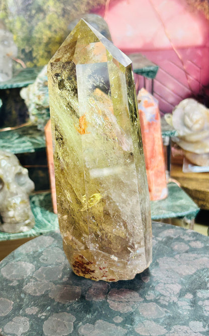 Smoky citrine tower with phantom