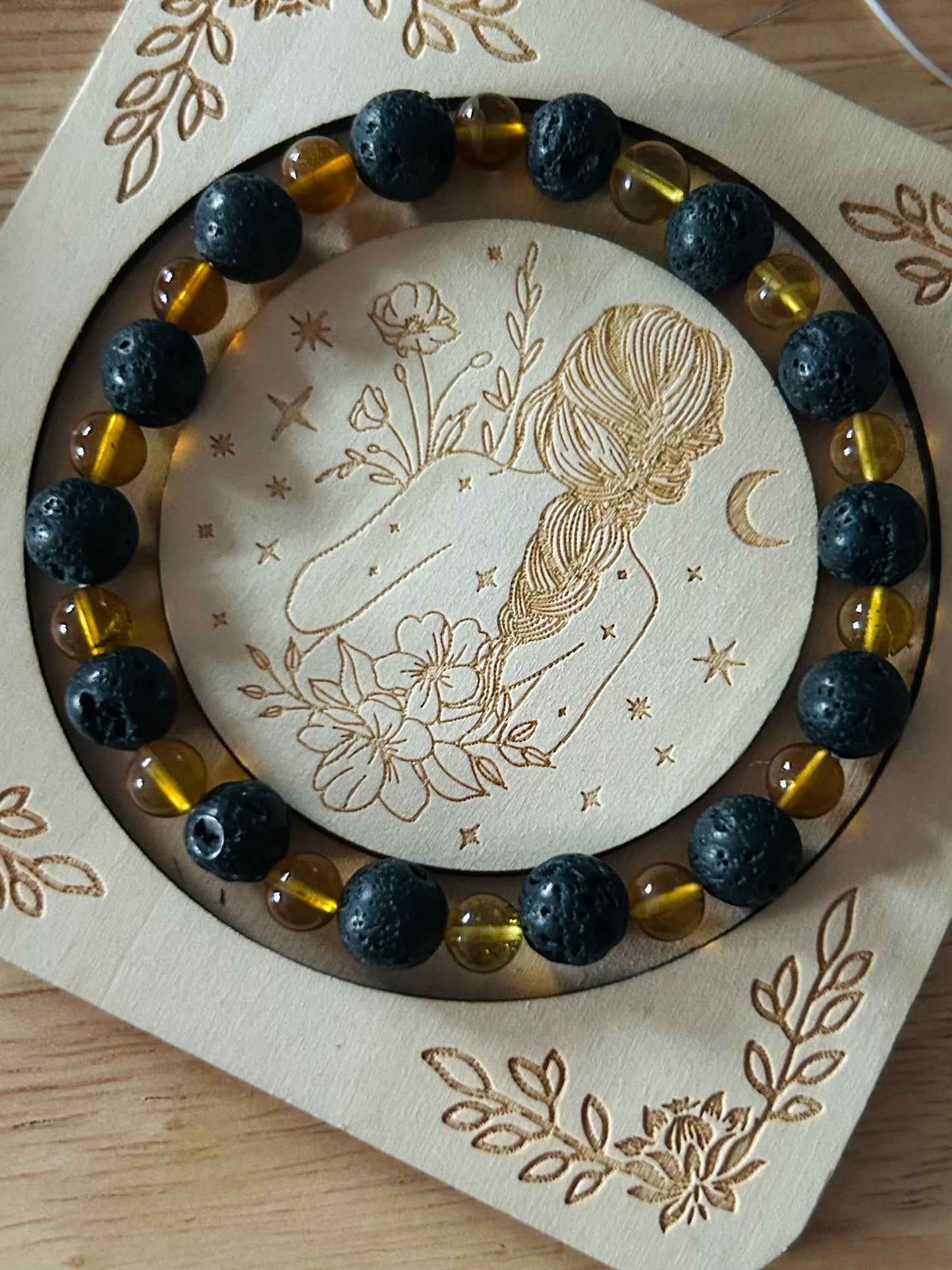 Lava stone with blue amber