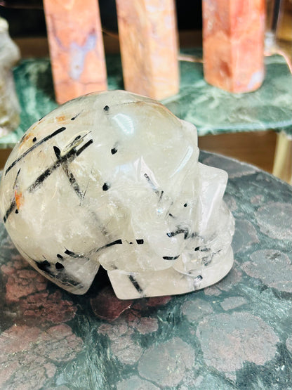 Tourmaline in quartz skull