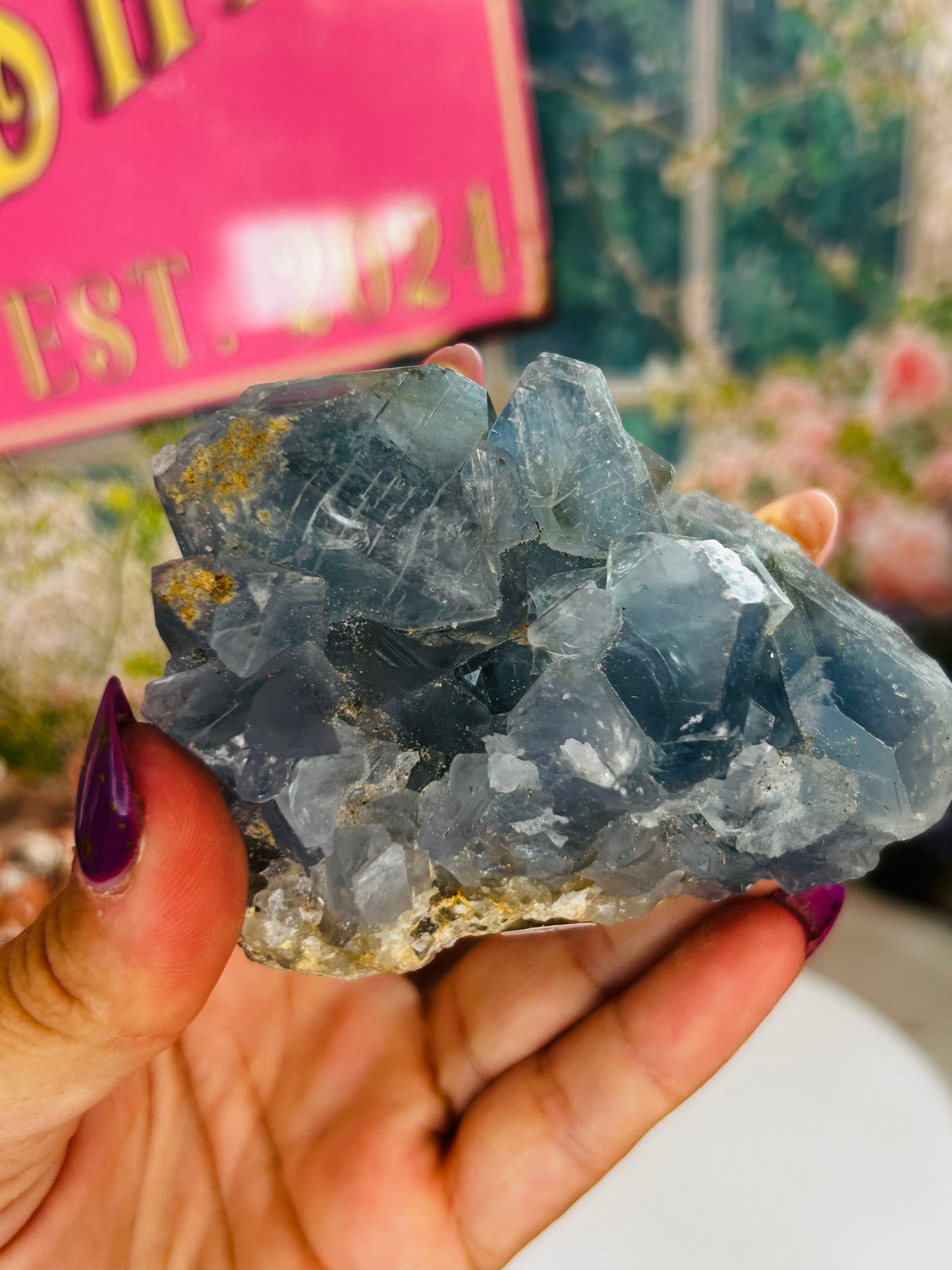 Blue celestite raw
