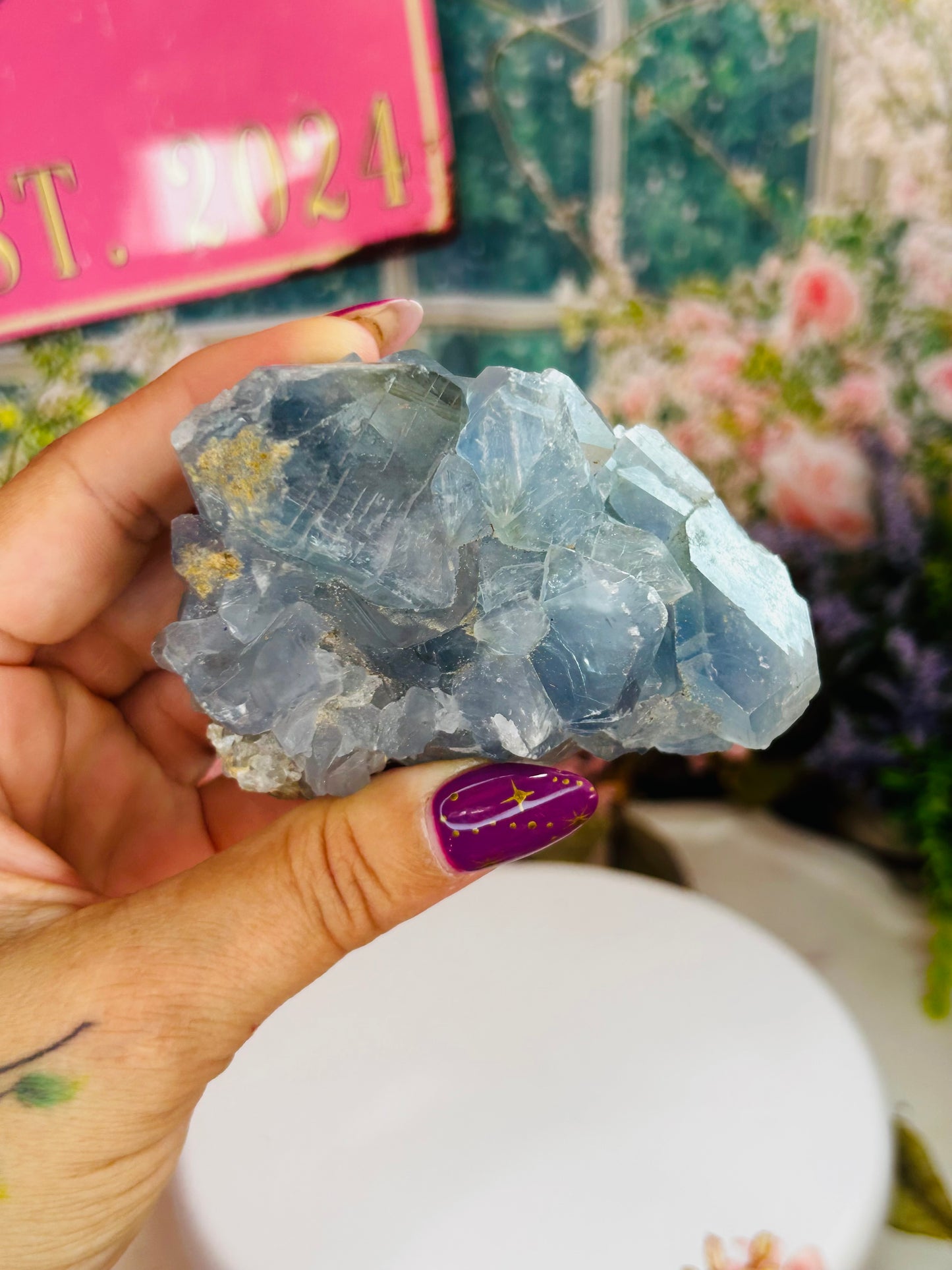 Blue celestite raw