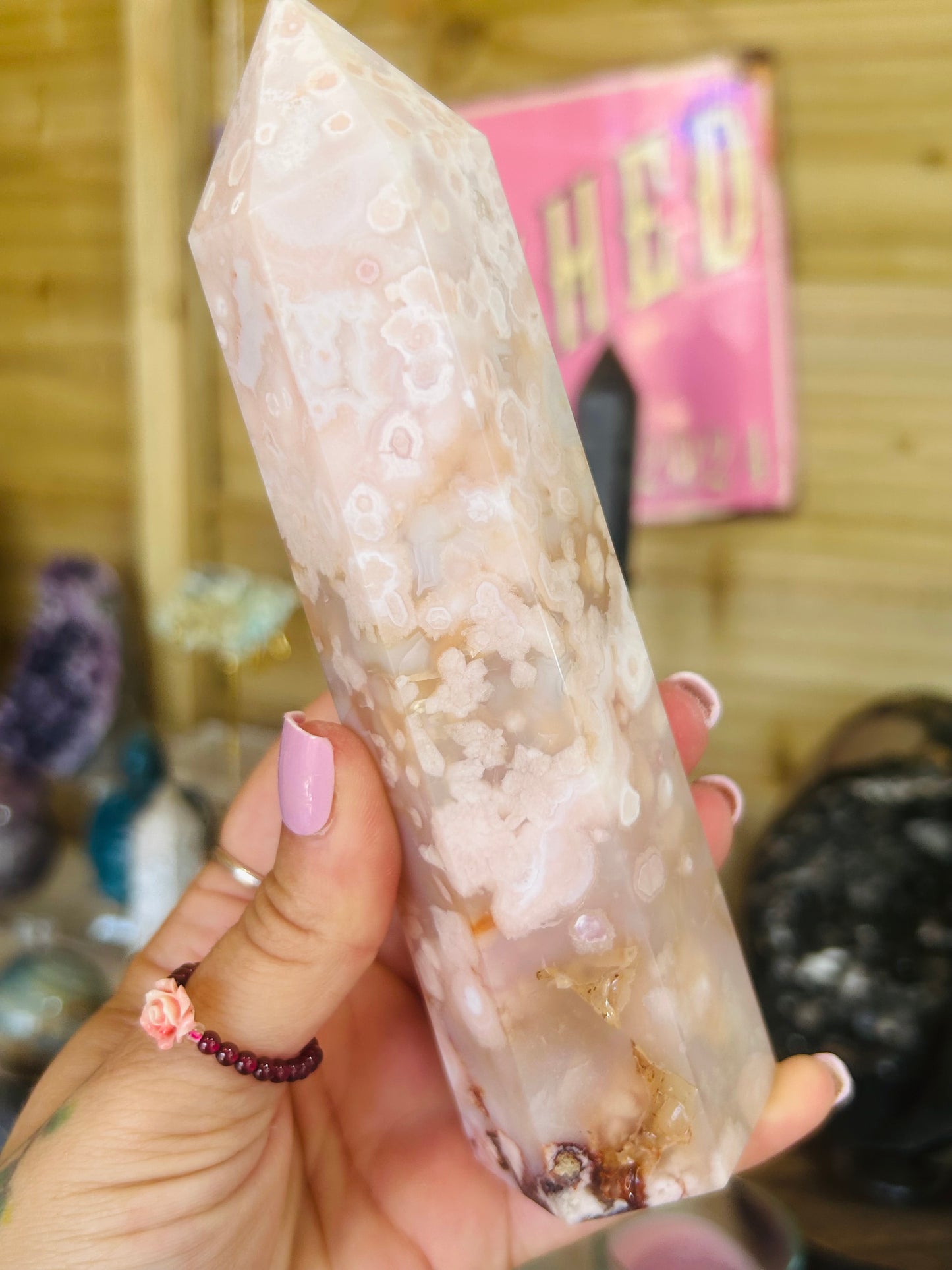 Carnelian flower agate tower