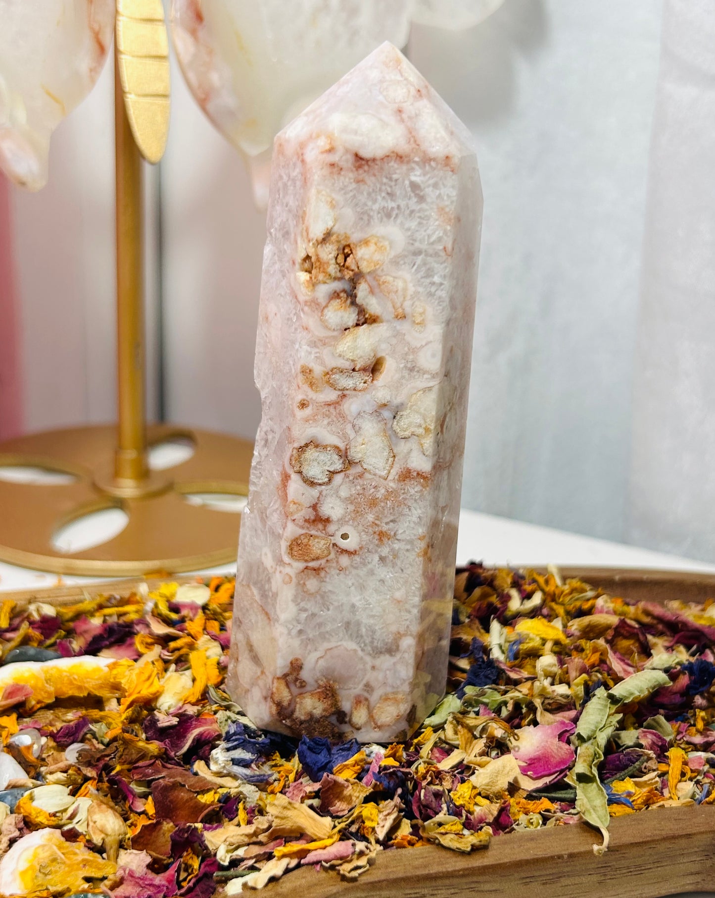 Pink amethyst flower agate flower