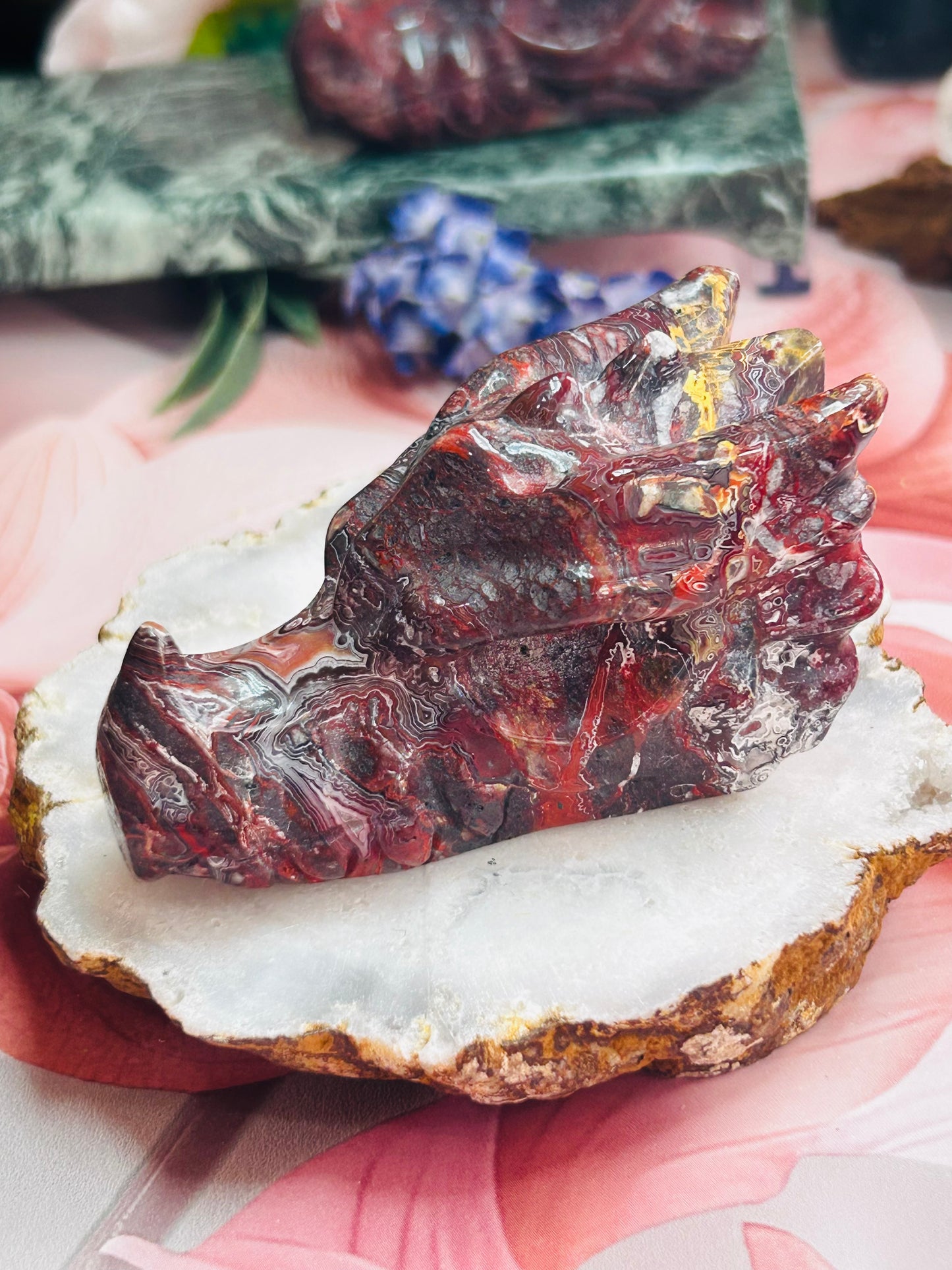 Mexican lace agate dragon head