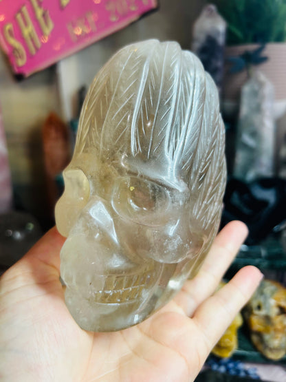 Smoky quartz skull