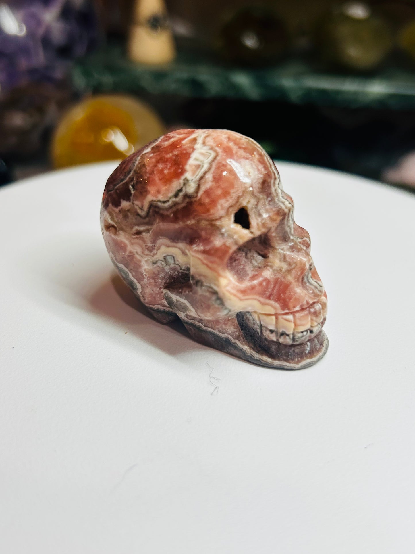 Rhodochrosite skull