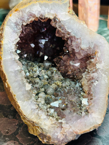Amethyst with rutile cave