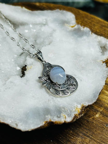 Blue lace agate necklace